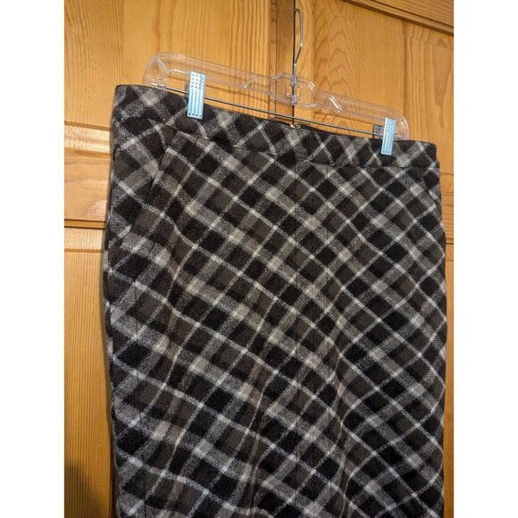 Tory Burch Skirt Womens L Plaid Wool Brown & Black Preppy Office - Picture 5 of 13